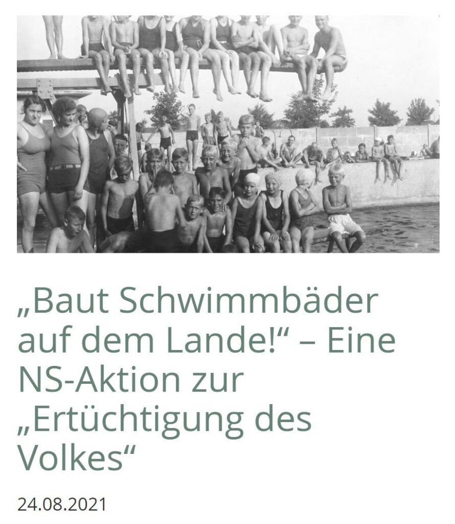 "Baut Schwimmbäder auf dem Lande!" - Eine NS-Aktion zur "Ertüchtigung des Volkes"